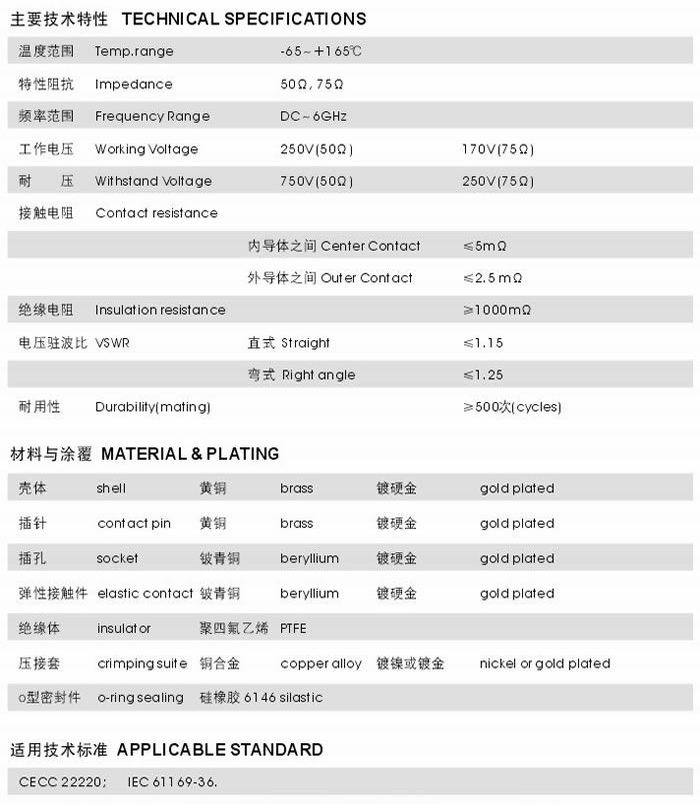 MCX型射頻同軸連接器 MCX型射頻同軸連接器