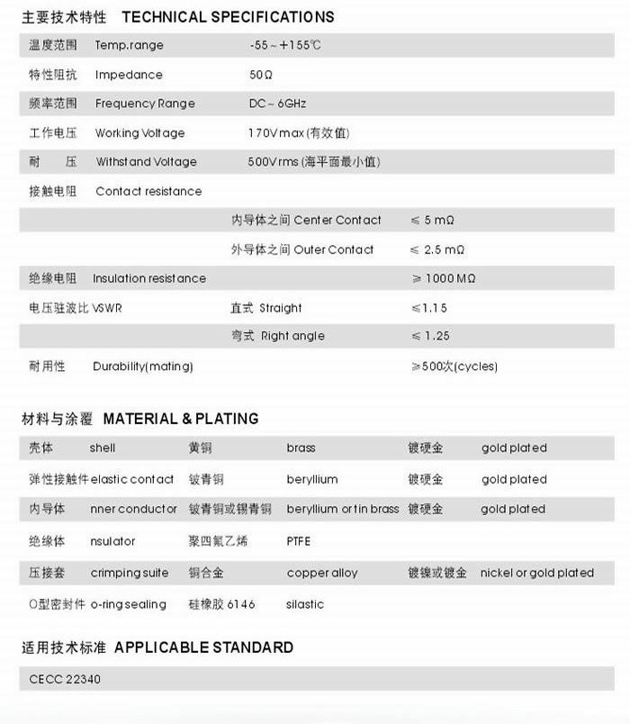MMCX型射頻同軸連接器